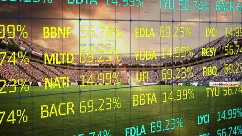 Stock Market Data Overlaid on Sports Stadium Environmental Graphics