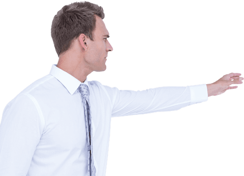 Caucasian Businessman Touching Virtual Screen on Transparent Background - Download Free Stock Videos Pikwizard.com