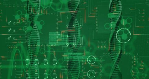 dna helix blends with digital circuit in futuristic technology - Download Free Stock Images Pikwizard.com