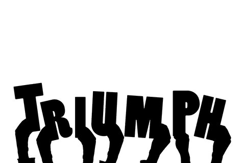 Triumphant hands designed on transparent background