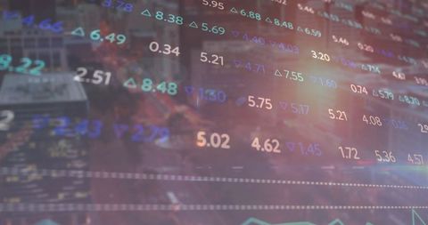 Abstract financial stock market data with city overlay