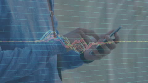 Business Professional Analyzing Financial Data with Smartphone