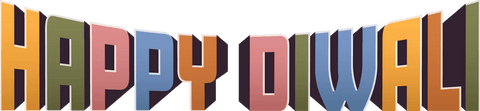 Colorful 3d happy diwali text on transparent background