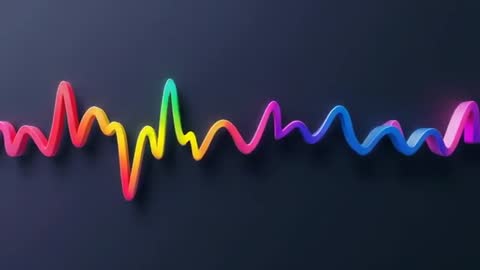 3D Neon Gradient Waveform Ribbon on Dark Background