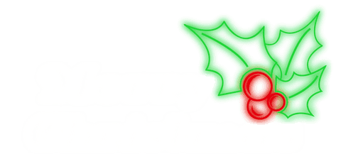 Transparent Neon Christmas Mistletoe with Copy Space