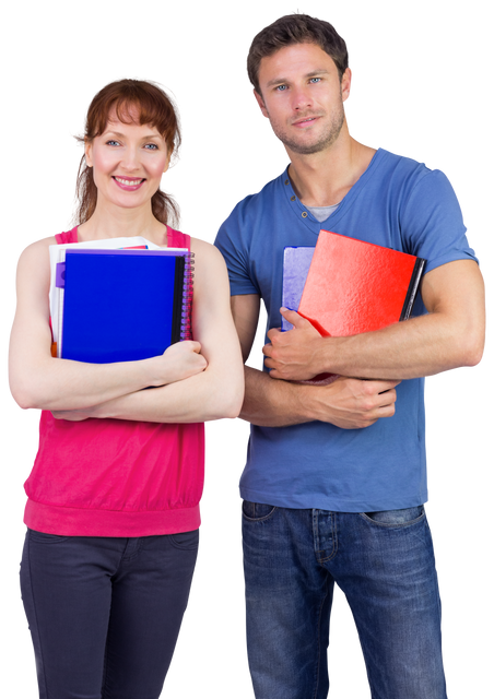 Two Students Holding Notebooks Standing with Transparent Background - Download Free Stock Videos Pikwizard.com