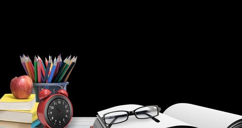 Back to School Concept with Supplies on Black Background - Download Free Stock Images Pikwizard.com