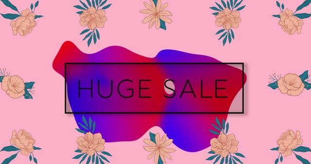 Huge Sale Announcement with Floral Design and Color Splash - Download Free Stock Images Pikwizard.com