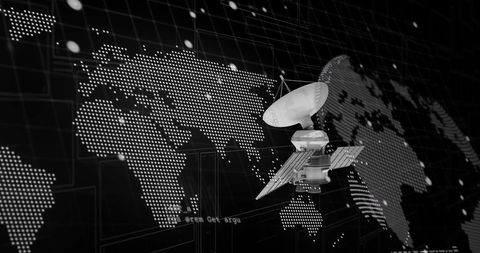 Satellite Orbiting Digital Globe with Data Stream Visualization - Download Free Stock Images Pikwizard.com