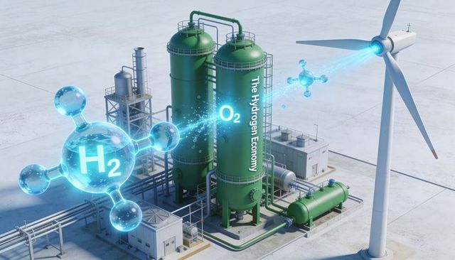 Green hydrogen plant generating clean fuel with wind power and h2 molecular stream