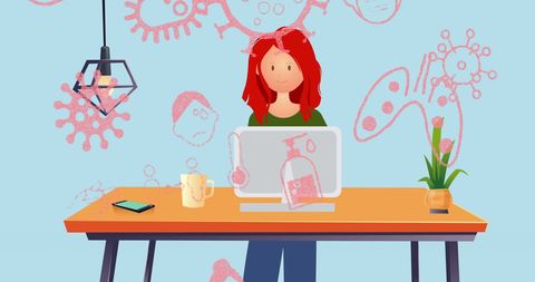 Woman Focusing on Research With Viral Illustrations Concept - Download Free Stock Images Pikwizard.com