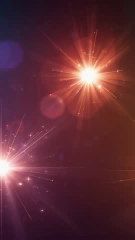 Vertical orange starburst animation radiating warm glow with pink particle trails for video intros