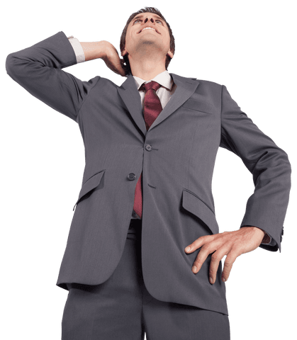 Confident Businessman Looking Upward Transparent Background