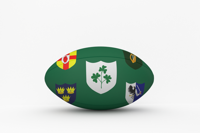 Transparent Rugby Ball with Irish Coats of Arms - Download Free Stock Videos Pikwizard.com