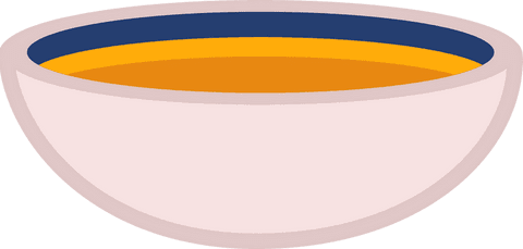 Transparent Bowl of Bright Orange Soup Illustration