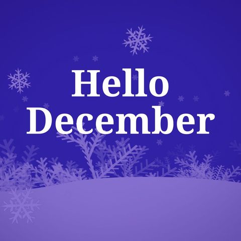 Festive welcome for december with snowflakes and winter scene