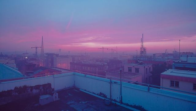Abstract Urban Skyline at Dusk in Pastel Hues