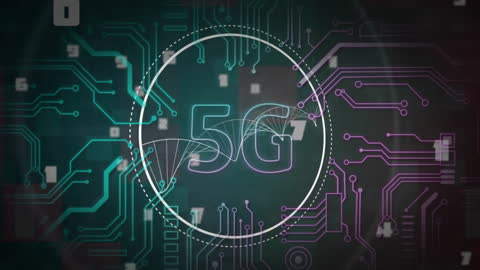Animated 5G text with DNA Strand and Data Processing Concept