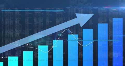 Ascending bar chart with financial analytics interface