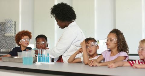 Guiding diverse elementary students through hands-on science experiment with test tubes