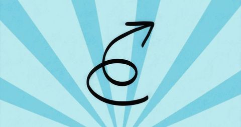 Creative curved arrow with radial light blue background