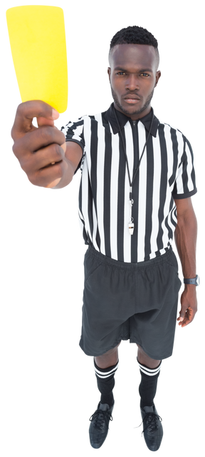 Transparent full length portrait of referee holding yellow card showing authority - Download Free Stock Videos Pikwizard.com