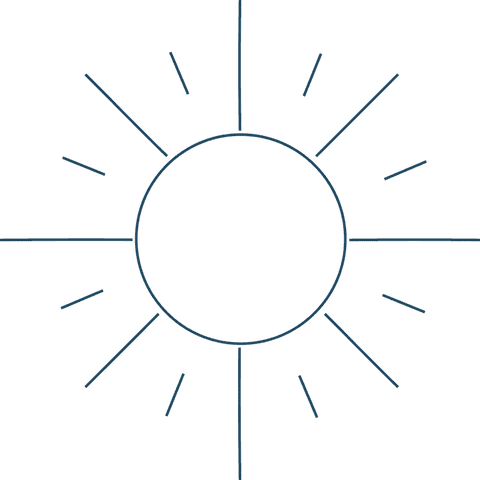 Modern stylized sun icon on transparent background for graphic design