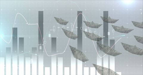 Data insights concept with banknote boats over financial charts