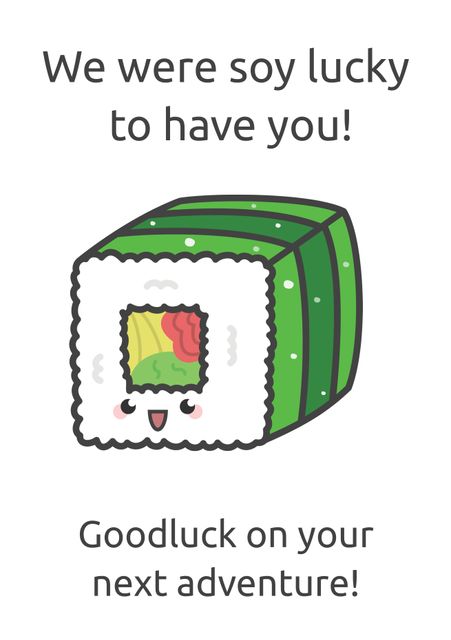 Cute Sushi-Themed Farewell Card with Playful Message - Download Free Stock Videos Pikwizard.com