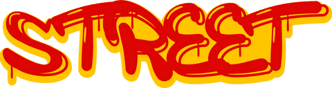 Street Graffiti Text with Red and Yellow Design on Transparent Background