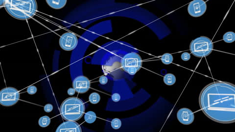 Network Connections with Global Digital Icons Over Earth