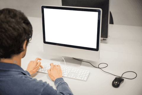 man typing on computer in modern office with transparent screen - Download Free Stock Videos Pikwizard.com