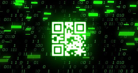 Digital QR Code with Binary Data and Green Light - Download Free Stock Images Pikwizard.com