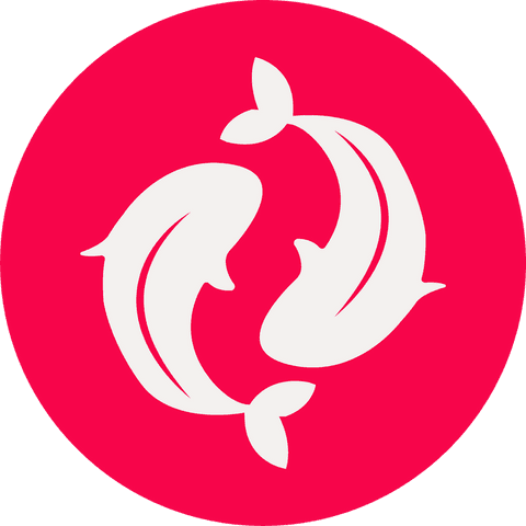 Pisces Zodiac Symbol with Curved Fish on Transparent Background