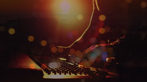 DJ Performing with Colorful Light Effects in Club