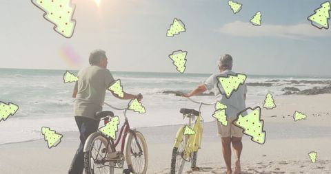 Senior Couple Enjoying Beach Walk During Holiday Season