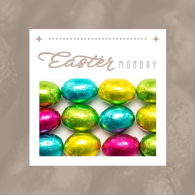 Easter Monday Celebration with Colorful Wrapped Chocolate Eggs - Download Free Stock Templates Pikwizard.com