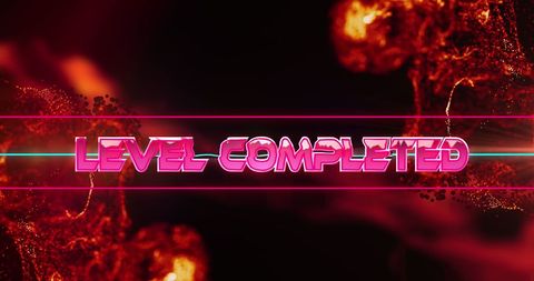 Level Completed Graphic with Fiery Background