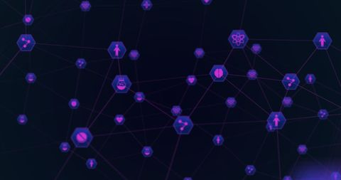 Glowing Digital Network with Futuristic Icons - Download Free Stock Images Pikwizard.com