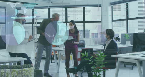 Diverse Team Collaborating with Digital Financial Overlays