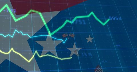 financial data on usa flag background symbolizing economics - Download Free Stock Images Pikwizard.com