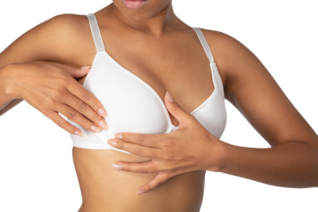 Woman Performing Self Breast Exam in White Bra on Transparent Background - Download Free Stock Videos Pikwizard.com