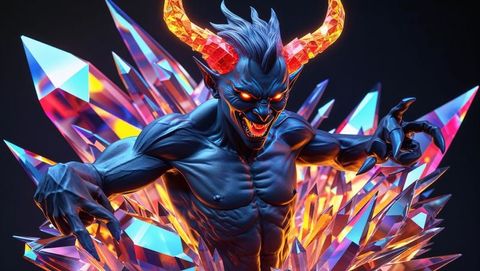 Mystical Demon with Crystal Horns and Shards