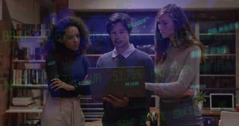 Business Team Analyzing Financial Data in Office