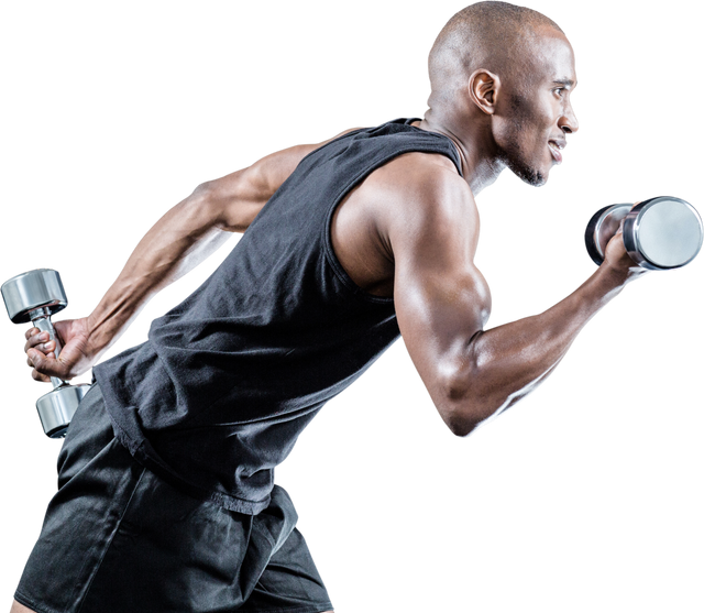 Athletic Man Running with Dumbbells against Transparent Background - Download Free Stock Videos Pikwizard.com