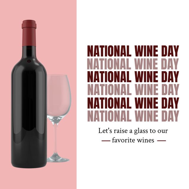 National Wine Day Celebration Poster with Wine Bottle and Glass - Download Free Stock Templates Pikwizard.com