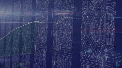 Digital Network Connections in Futuristic Server Room