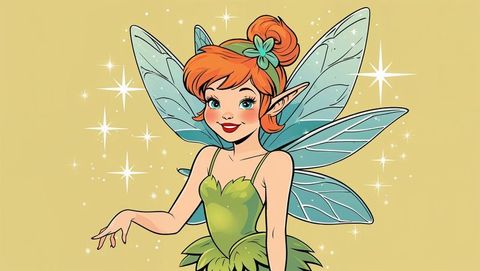 Magical fairy with leaf dress and starry background