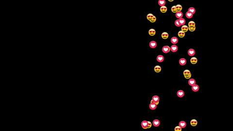Floating Heart Emojis on Black Background for Social Media