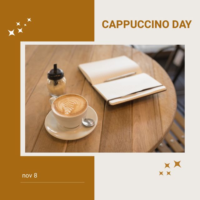 Celebrating Cappuccino Day with Coffee and Reading - Download Free Stock Templates Pikwizard.com